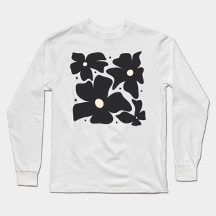 Abstract monochrome flowers Long Sleeve T-Shirt